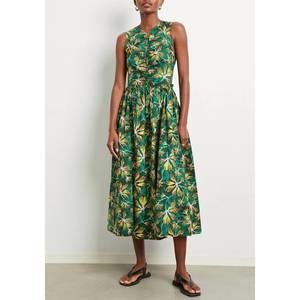 Ulla Johnson Green and Yellow Floral Midi Dress
